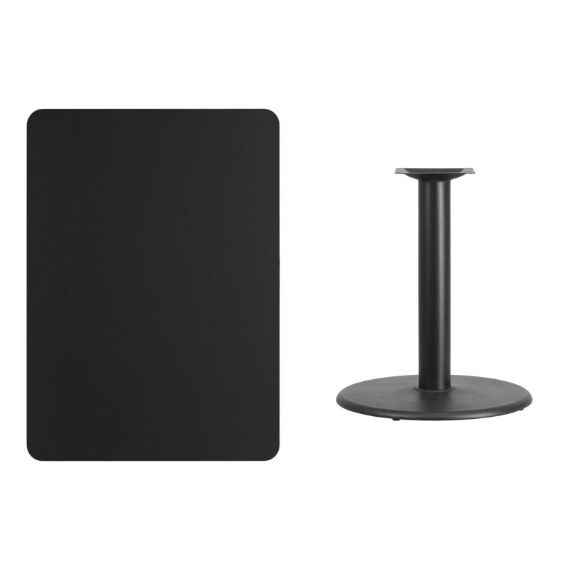 Contemporary 31'' Black Laminate Round-Based Dining Table