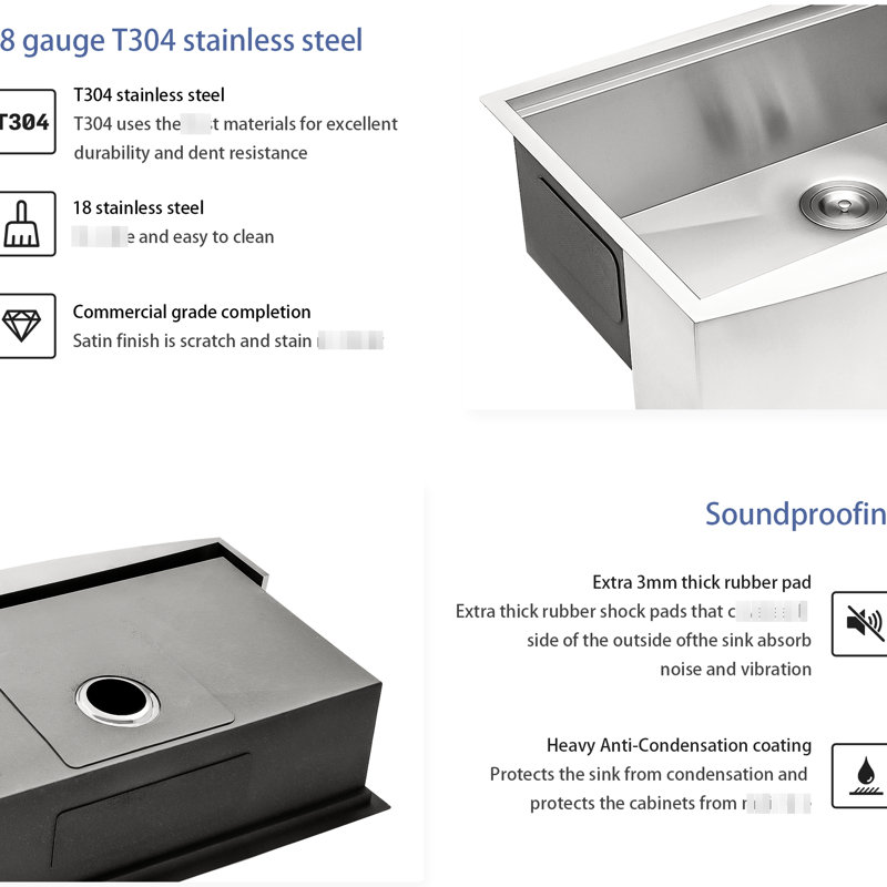 33" Stainless Steel Kitchen Sink - 33X21x9 Inch, Material, With Cutting Board And Colander Inch Easy To Maintain, Drying Rack Installation Guide