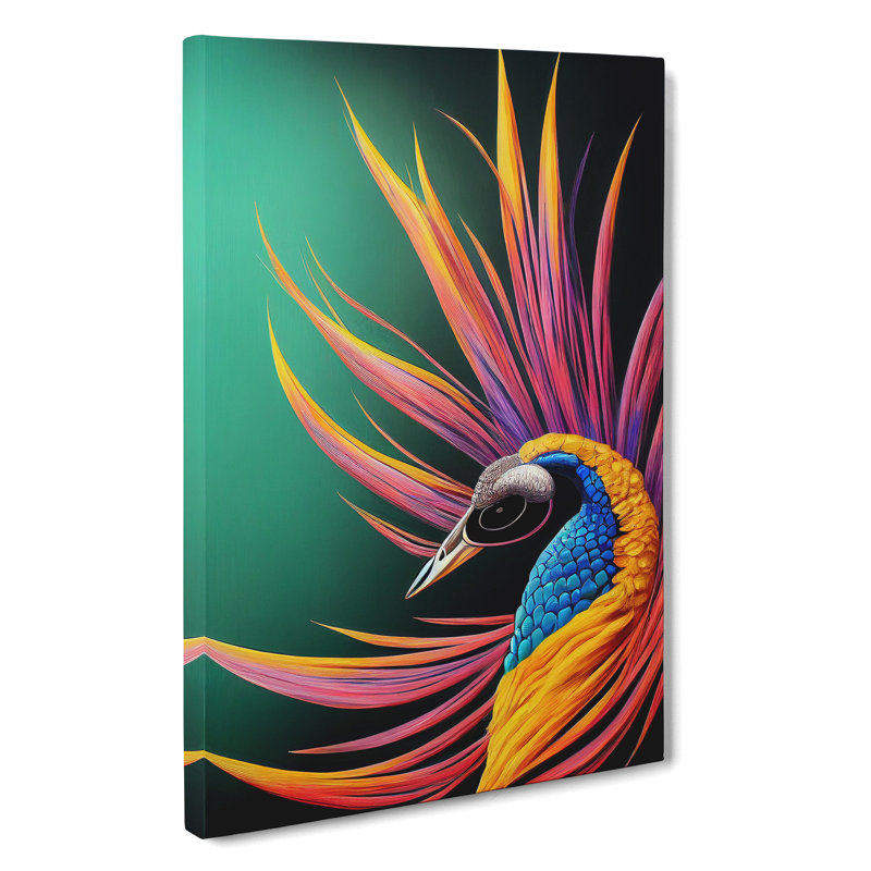Bold Peacock Art No.5 - Wrapped Canvas Print, 50cm H x 35cm W x 3cm D