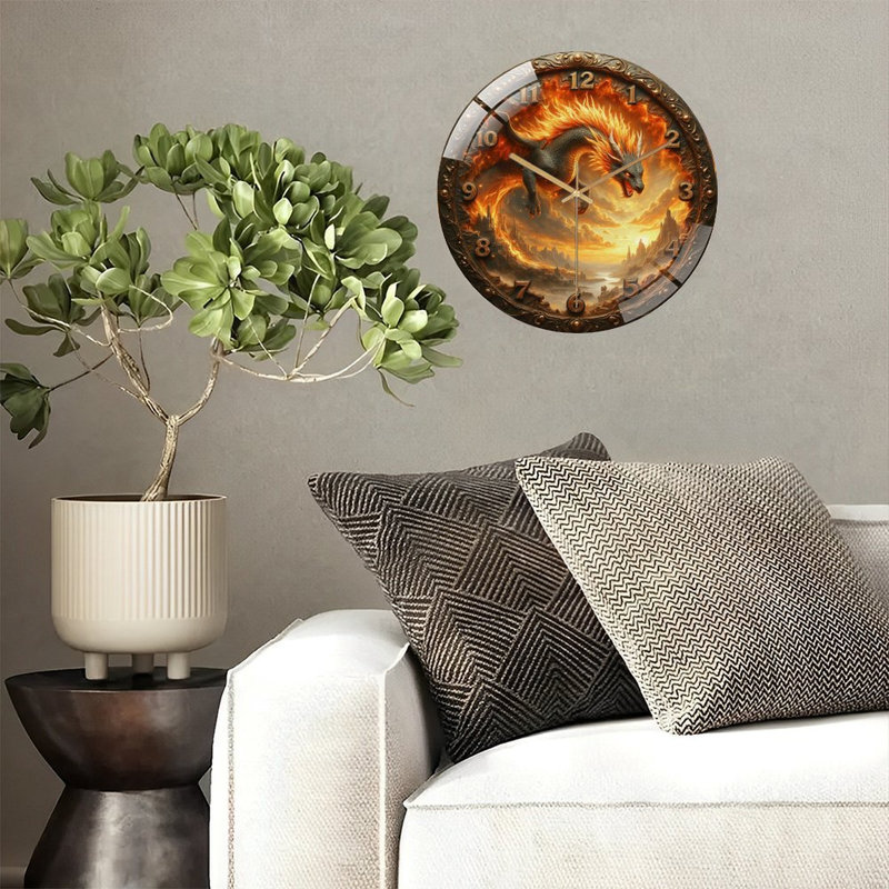 Horloge murale Fire Fire Fantasy - horloge murale 12 po