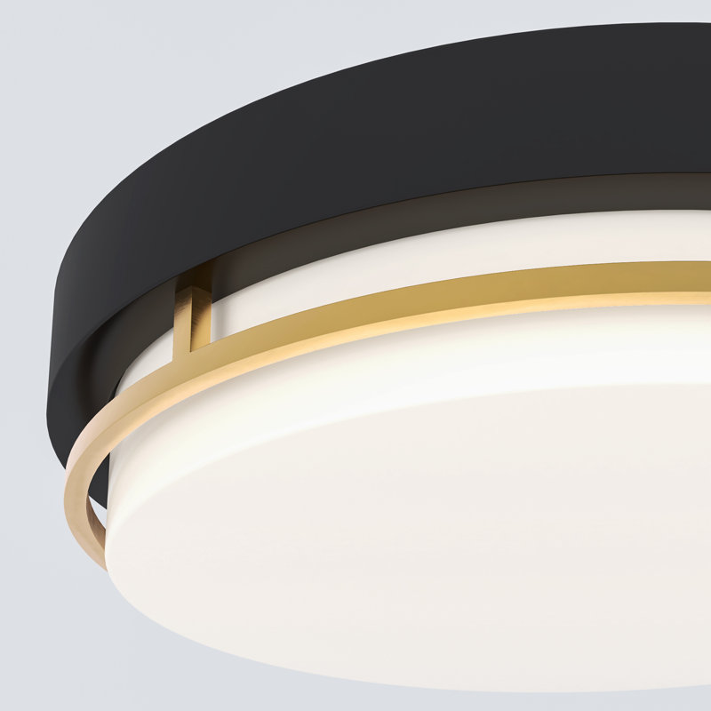 Acrylic 14'' Drum 3-CCT Dimmable LED Black with Gold Accent Ring Flush Mount Ceiling Light