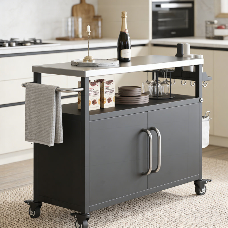 Îlot de cuisine extérieur 54,5 po avec plateau en acier inoxydable