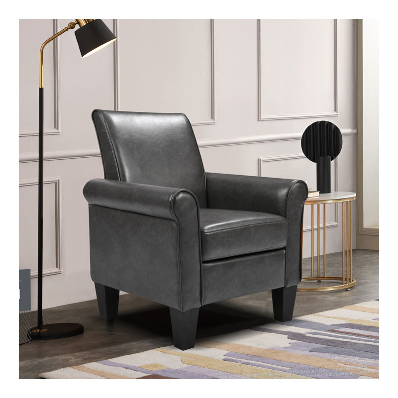 Fauteuils d'appoint, fauteuil confortable, fauteuil de lecture, salon, chambre à coucher, bureau, salle d'attente, similicuir, gris foncé