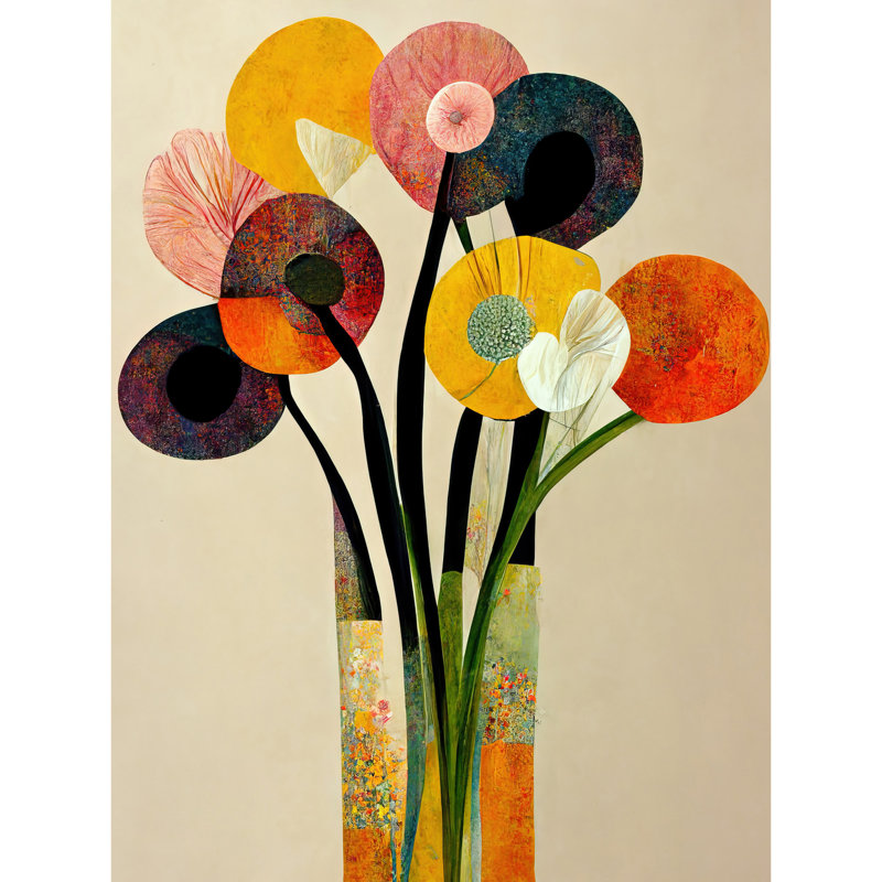 Spring Flowers Bouquet Abstract Vase Boho - Print, Unframed, 40.5cm H x 30.5cm W