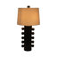 Lampe de table moderne en grès noir et céramique de 31 po de hauteur avec base cylindrique texturée et abat-jour en tissu - idéale pour la chambre à coucher, le salon, le bureau et la maison