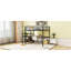Lit mezzanine double en métal avec bureau et échelle de rangement latérale, noir