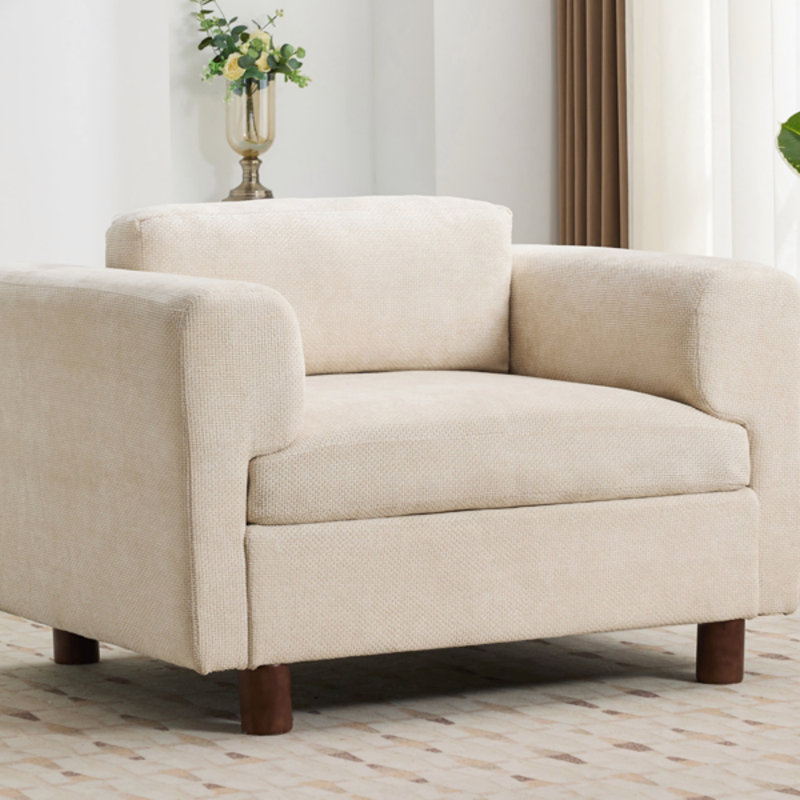 Fauteuil surdimensionné, Velours tissé beige
