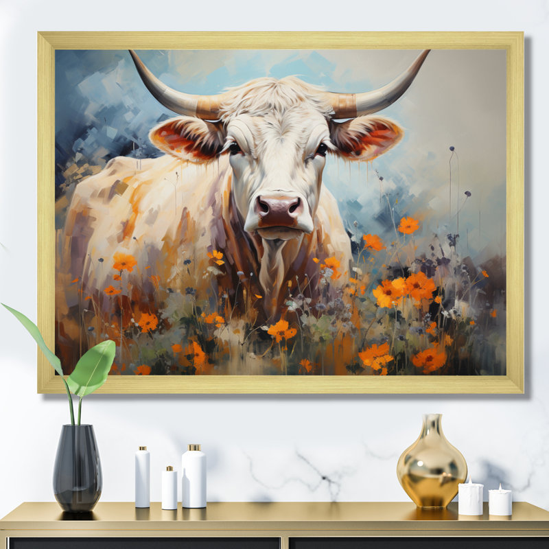 Cow Cow Harmony I, reproduction d'art sur toile, H 12 po x l 20 po x P 1 po, Encadrement doré