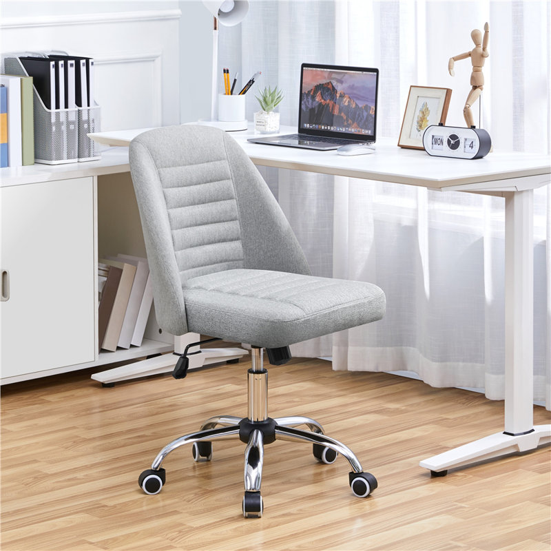 Modern Office Chair with Silver Chrome Base, Light Grey