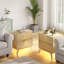 2-Drawer Bedside Table With Built-In Outlets And Human Sensor Light-1902877278