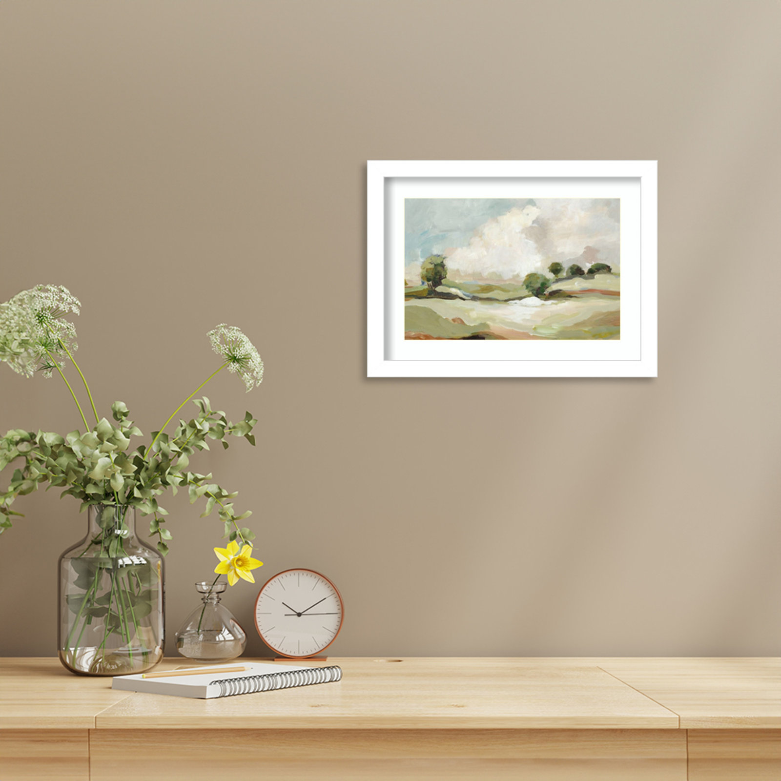 Pastoral Land Print by Allison Pearce, White, 10" H x 13" W