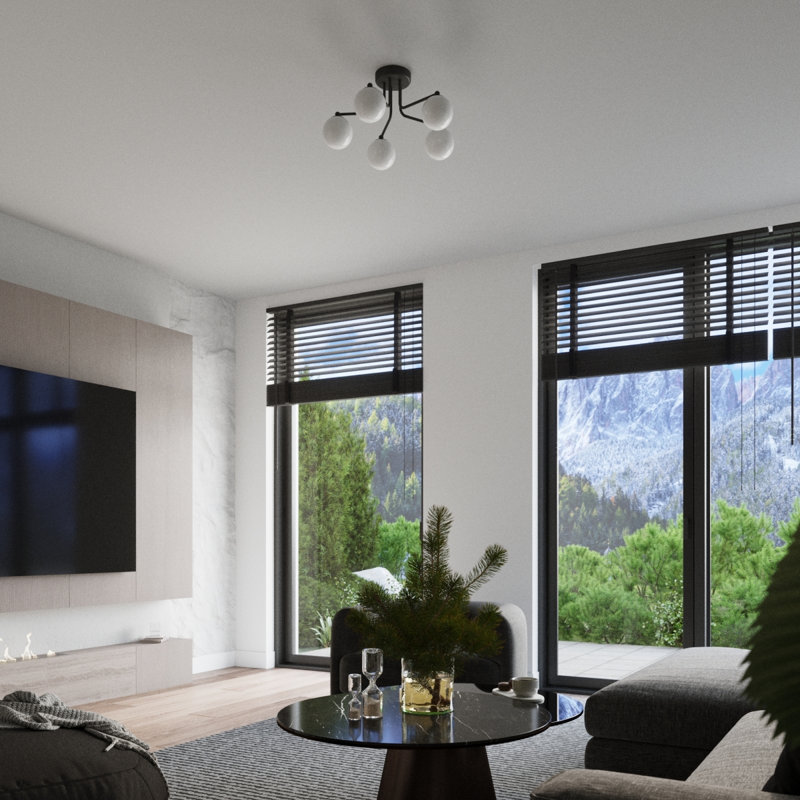 Chandelier, 29cm H x 62cm W x 62cm D, 3 Lights, Black