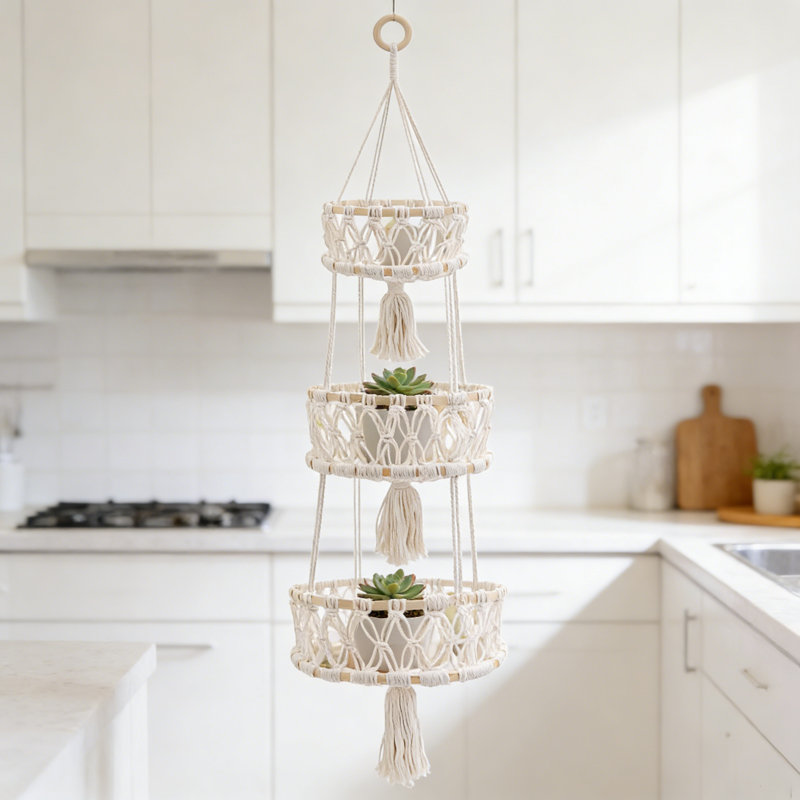 Organisateur de rangement à 3 niveaux Macrame
