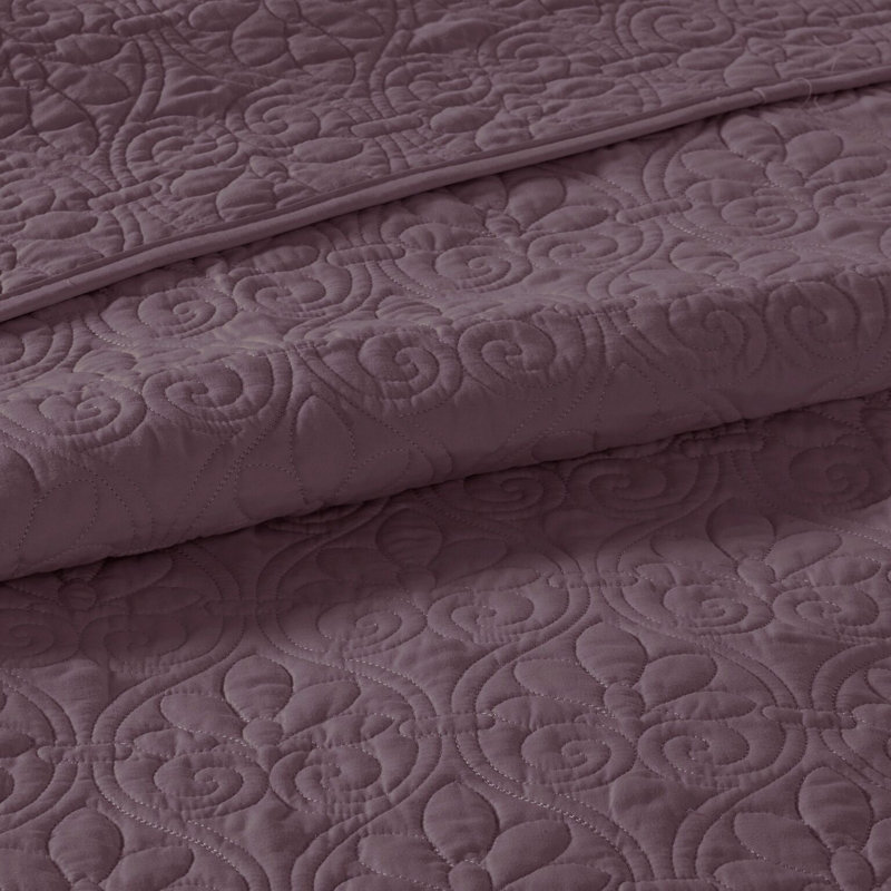 Ensemble de courtepointe réversible Québec, Mauve, Couvre-lit double/grand et 2 taies décoratives st