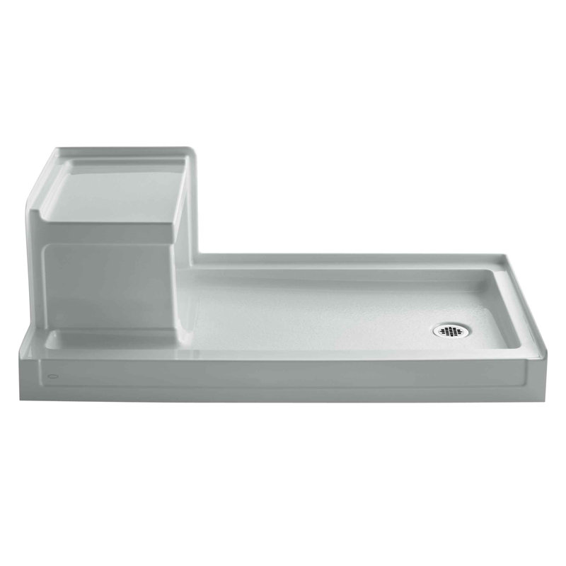 Tresham®  60" W x 32" D Single Threshold Shower Base, Ice Grey