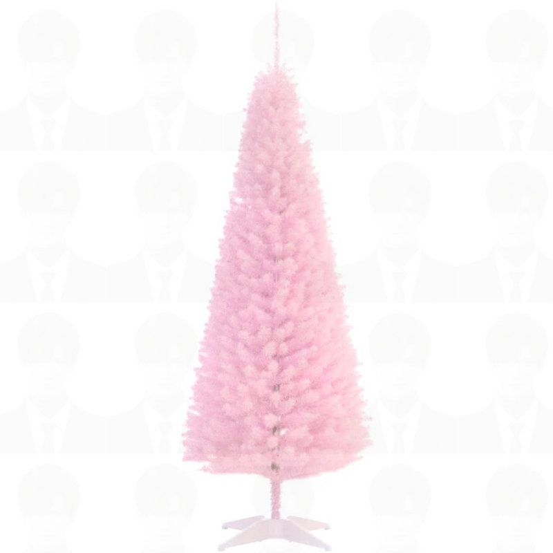 Slim Xmas Tree With Plastic Stand, 5' H, Pink