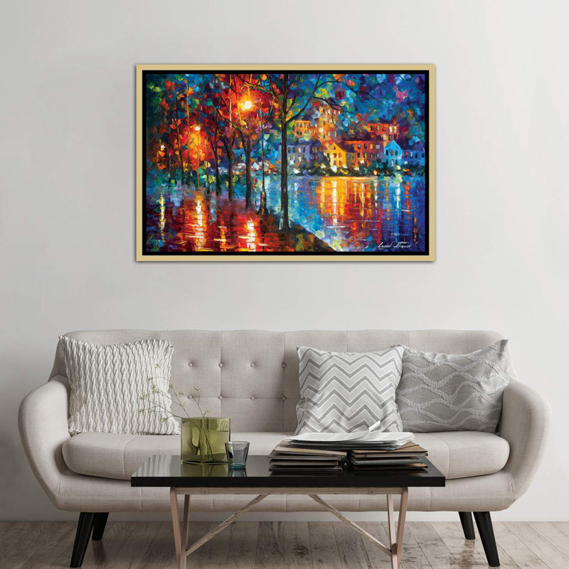 «Cold Emotion» par Leonid Afremov, reproduction d'art sur toile tendue, H 40 po x l 60 po x 1,5 po, Toile encadrée d'or