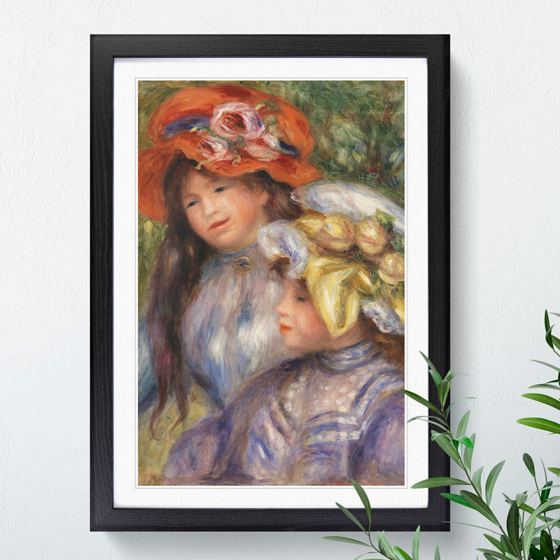 Two Girls by Pierre-Auguste Renoir - Picture Frame Painting, Black, 48cm H x 36cm W x 2cm D