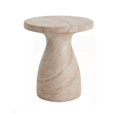 Outdoor Travertine Lightweight Concrete Side Table