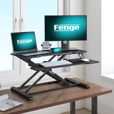 Table de travail de bureau debout debout de 32 pouces Catlin, bureau assis-debout avec super espace de rangement et plateau amovible Keybroad