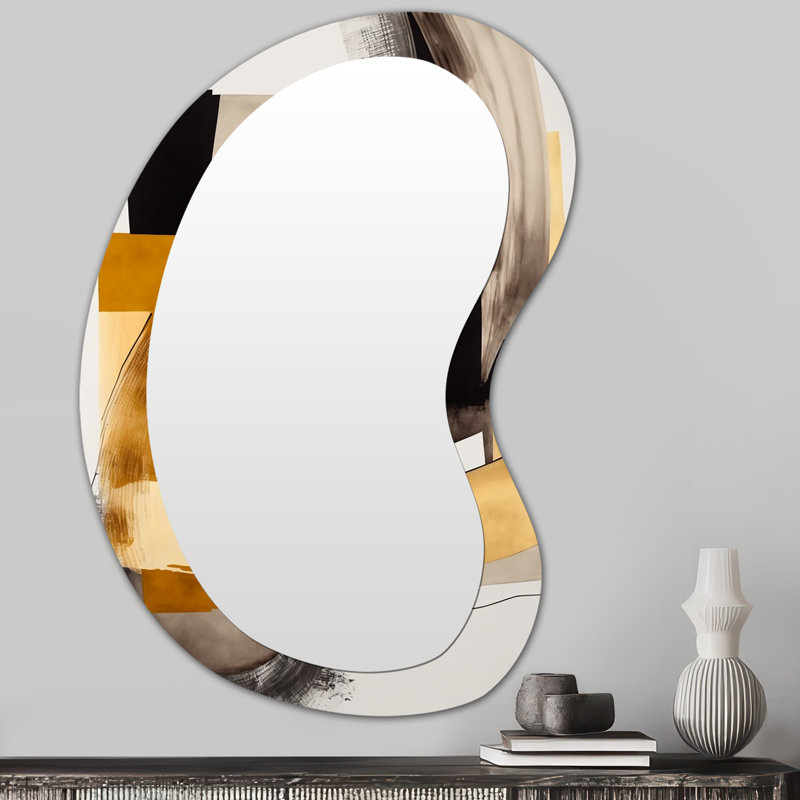 Geovonie Glam Art Deco Abstract IV - Abstract Asymmetrical Decorative Wall Mirror, Modern Irregular Shape Mirror, Printed Metal Art