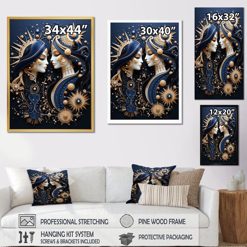 «Native Art Celestial Guardians Midnight» sur toile, Toile tendue, H 20 po x l 12 po x P 1 po
