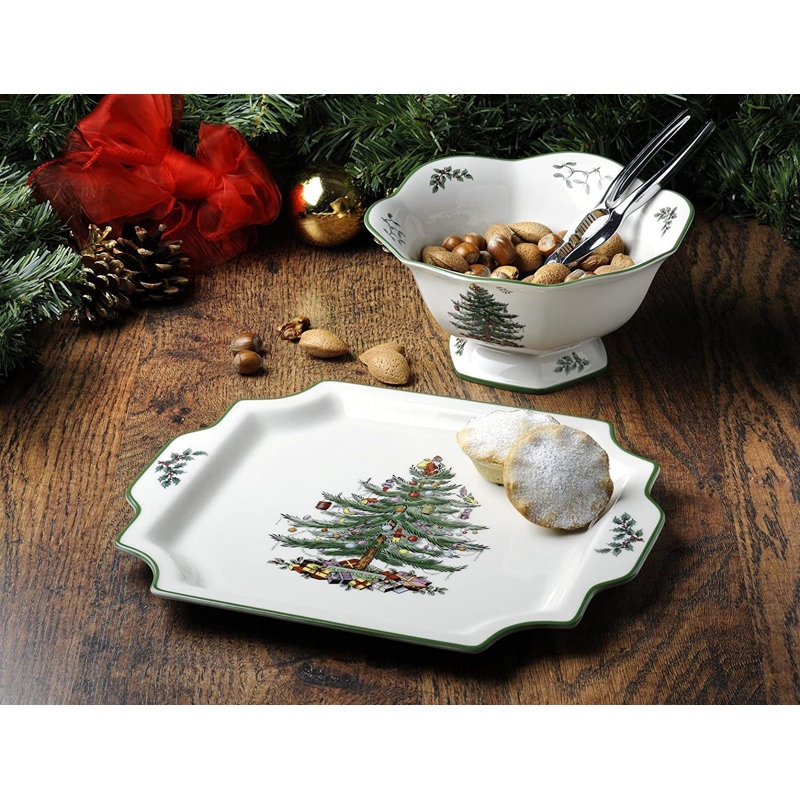 Spode Christmas Tree Square Handled Platter 12.5"