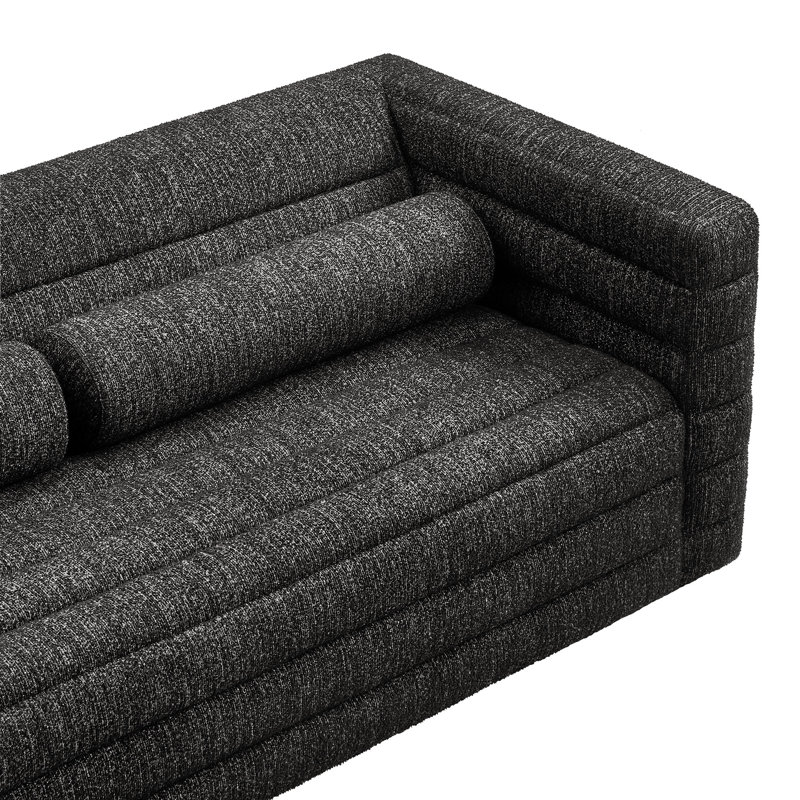 Canapé capitonné Relle Channel, Gris anthracite