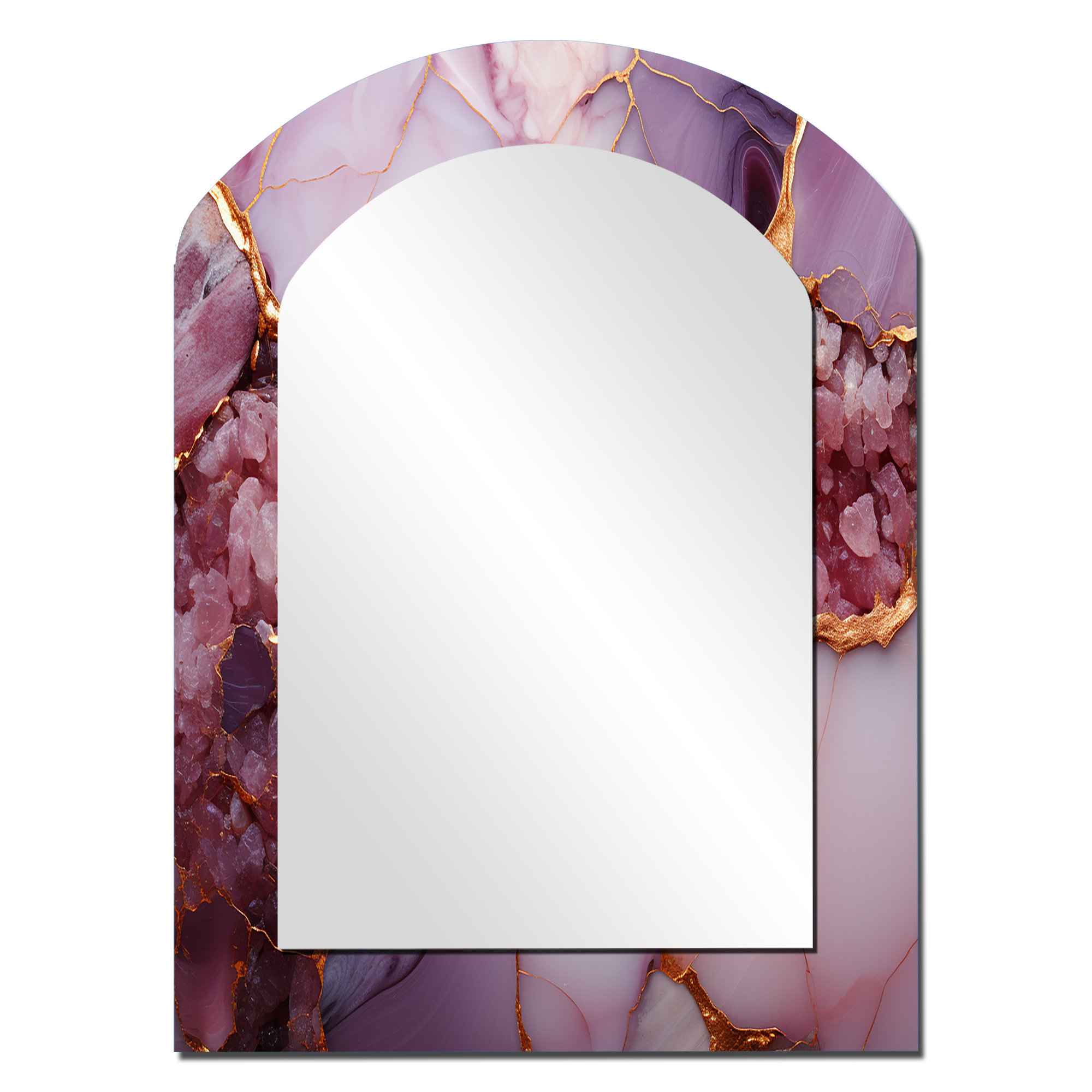 Mercer41 Pink and gold Marble agate river IV - Abstract Arch Mirror ...