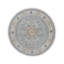 Tapis oriental rond bleu clair 7 pi 9 po x 7 pi 9 po Nain avec motif de médaillons de fleurs, laine douce et soie, velours doux, 250 KPSI