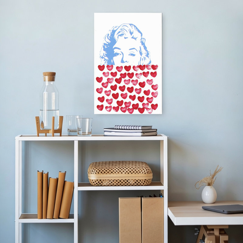 Pop Art Marilyn Hearts, impression d'art abstrait rétro romantique, 18" H x 12" W
