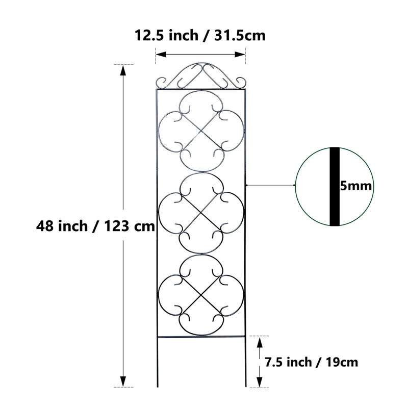 123cm H x 31cm W Metal Gothic Trellis Side Panel