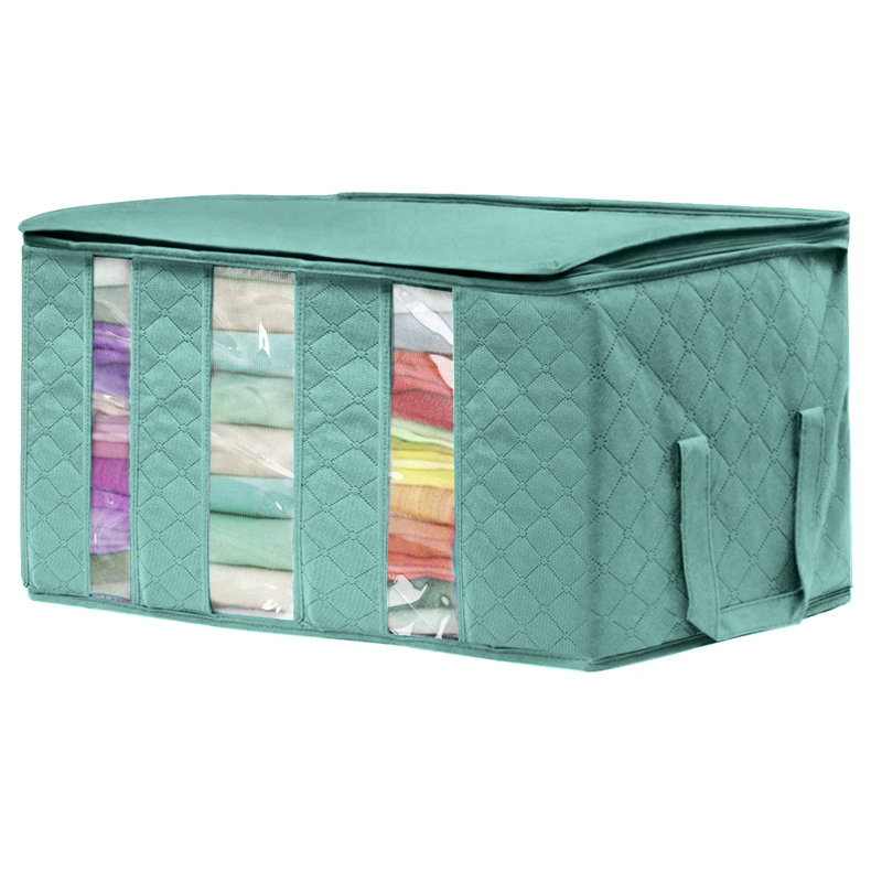 Organisateurs de sac de rangement en tissu pliable, 3 sections, 1 pièce, Bleu sarcelle