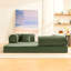 Canapé contemporain compressé en mousse haute densité, revêtement en velours côtelé vert olive, design modulaire, 1 pièce