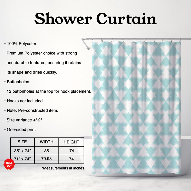 Rideau de douche Smaid Plaid - Premium, H 74 po x l 71 po