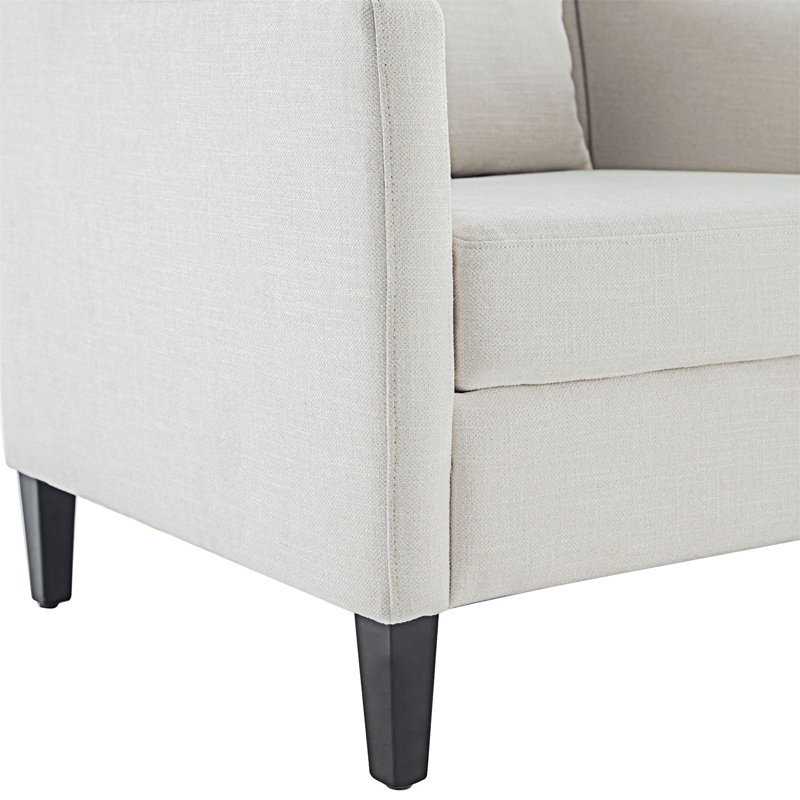 Fauteuil rembourré avec accoudoirs, Marron foncé, Polyester beige