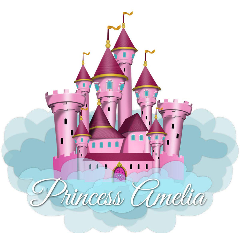 Décalcomanie murale personnalisée princess castle, Rose, H 27 po x l 30 po