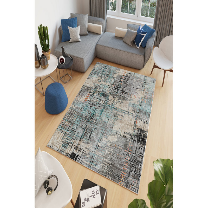 Eco-Friendly Area Rug, Grey, 5.9 x 9.2 Feet | 100% Polyester, 650 g/m², 0.2 in Pile Height | Antibacterial, Non-Slip PVC Dot Underside, Machine Washable, Perfect for Living Room & Bedroom Décor