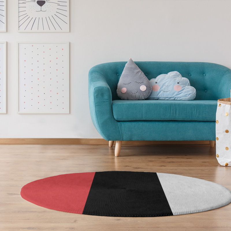 Tapis de zone rouge/noir, Rond 5 pi
