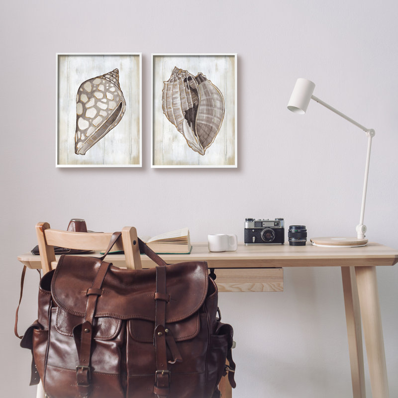 «Sp Spot Seashell Rustic Marine Life Beach Sign» par Carol Robinson - ensemble de 2 impressions sur toile flottante