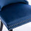 Chaises de salle à manger rembourrées en velours bleu, pieds en bois massif, garniture de surpiqûres, élégant et fauteuil, tissu de velours, décor moderne