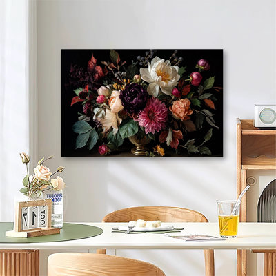 «Vibrant Botanical Gothic Chiaroscuro Floral Art», reproduction d'art sur toile tendue avec grande galerie pour le salon et la chambre à coucher