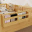 Structure de lit plateforme en bois avec rails hauts et tablette de rangement-1918246-1918244