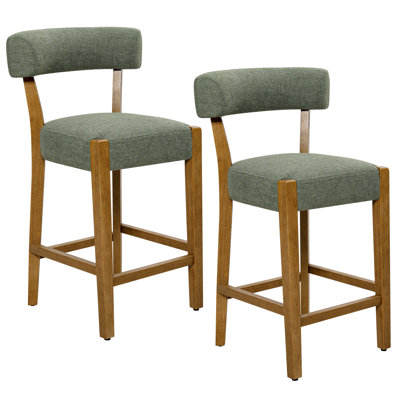 26" Upholstered Counter Height Bar Stool with Solid Wood Frame
