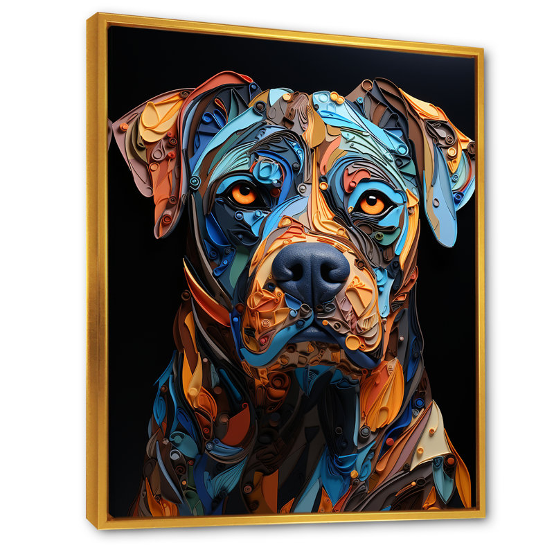 «Boxer Boldness I», art mural sur toile, Cadre flottant doré, H 40 po x l 30 po x P 1,5 po