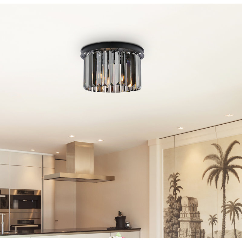 Yazmin Flush Mount, Gray, Matte Black