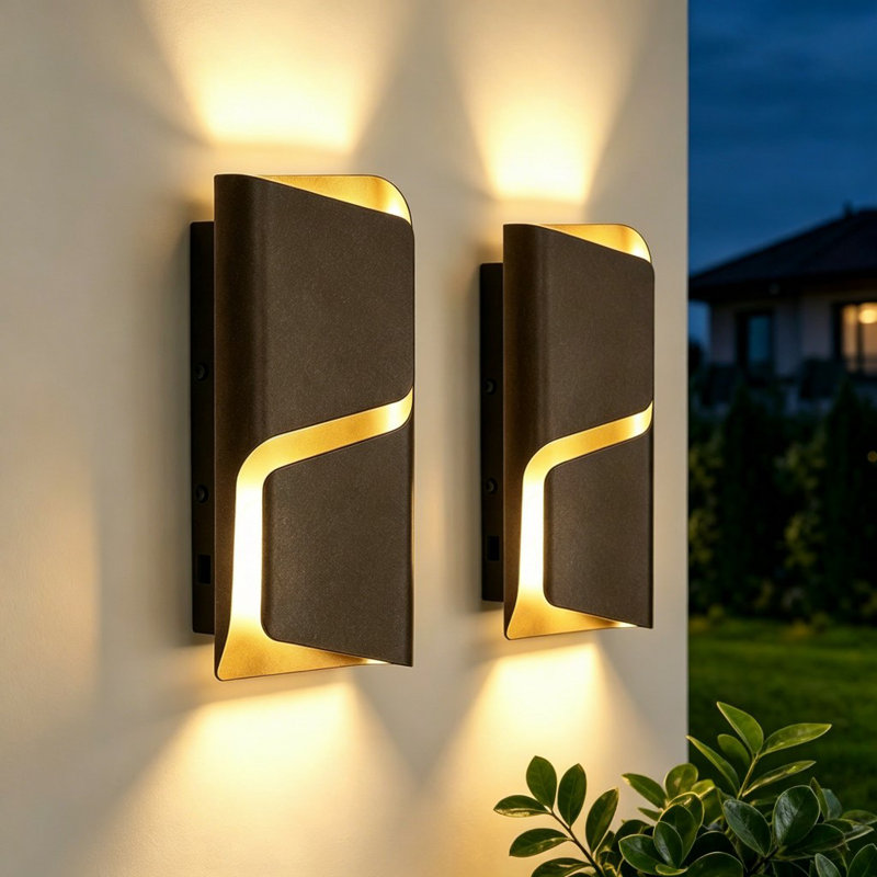 Applique murale d'extérieur moderne à DEL avec température de couleur réglable et gradation, étanche IP44
