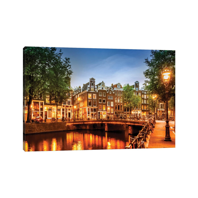 Amsterdam Impression from Singel par Melanie Viola - Photographie sur toile tendue, H 8 po x l 12 po x P 0,75 po