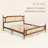 Pine Wooden Platform Bed With Rattan Headboard & Footboard-772424339-772424334