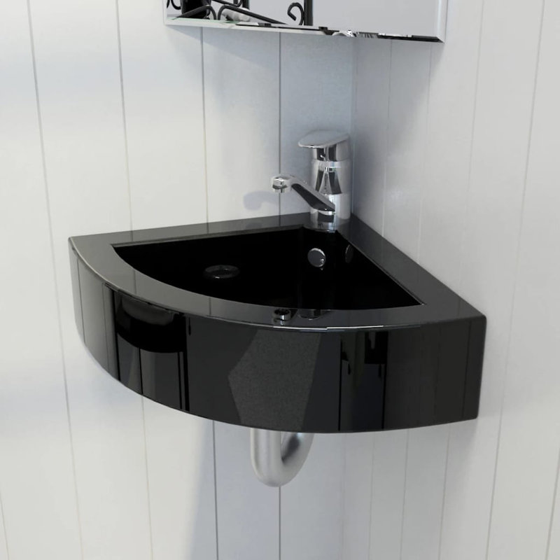 Belfry Bathroom Emna 45mm L x 320mm W Ceramic Specialty Sink with Overflow, Black